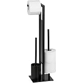 WENKO Toilet Floor Set Rivalta Matte Black Toilet Brush Holder Black