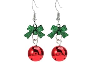 Ticome Bow Red Green Pearl Drop Dangle Earrings,Lovely Christmas Metal Dangling for Women Daughter Thanksgiving Christmas Festival Party Jewelry