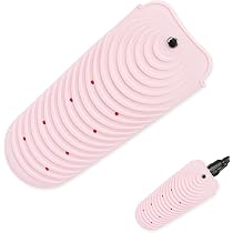 Hitzebeständige Silikonmatte Für Glätteisen & Lockenstäbe – Rutschfeste Reise-Abdeckung, Faltbar, Mit Sicherungsknopf, Rosa, 26x11 Cm