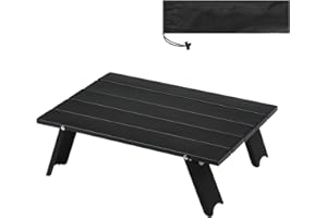 LANZLC Table de camping pliante - Table de camping pliable - Portable - En aluminium - Ultra légère - Avec sac - Table d'extérieur ultra légère - Portable - Pliable - Petite pour le camping - Charge