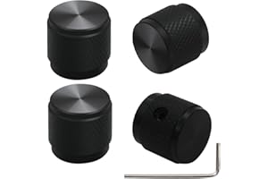 mxuteuk 4 pezzi Nero Lega di alluminio Potenziometro Manopola di controllo Volume Audio Chitarra elettrica Basso Tipo a vite 17x16mm (diametro * altezza) KNOB-04-BK