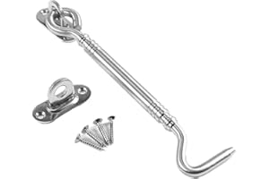 ZARRS Sturmhaken,Kabinenhaken Edelstahl Helter Locking Türschloss für Türen Garagentor Fenster Silber 6 Zoll