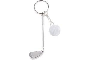 CUTEFLY Mini Golf Clubs & Ball Pendant Purse Bag Keyring Key Chain Gift - White
