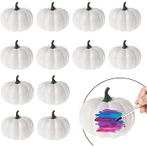 12 Citrouilles Décoratives En Mousse - Différentes Tailles (4 à 10 Cm) - Couleur Blanche - Pour Automne, Halloween, Thanksgiving