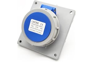 Elecbee CEE Receptacle IP67 16Amp Socket 3-Pin Panel Mount Receptacle - Outside Socket Waterproof Angle Type Connector for Secure Power Connections
