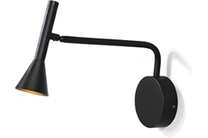 DAWALIGHT Swing Arm Wall Reading Lamp, 6W 450LM Dimmable Touch Switch LED Bedside Wall Light 3000K Warm White Books in Bed Wall Mount Light for Bedroom Living Room Lounge Office, Black