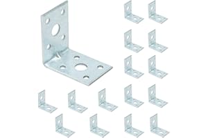 VHG Schwerlast Winkelverbinder mit Sicke 15er Set (50 x 50 x 35 x 2) - 90 Grad L Klammern Eckwinkel, Verzinkt Holzverbinder, Verstärkt Schwerlast Winkel Stütze für Holz- Bauwinkel für Möbelverbinder