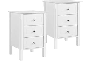 ‎YAHEETECH Yaheetech 2er Set Nachtschrank Nachttisch Boxspringbett Nachtkommode mit 3 Schubladen Sofatisch aus MDF Beistelltisch für Schlafzimmer/Wohnzimmer, Weiß