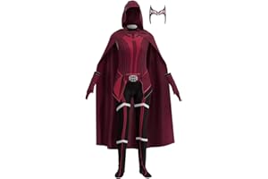 NOAFUNZO Wanda Maximoff Costume Scarlet Witch Cosplay Red Cloak Outfits With Headpiece Wanda Halloween Costume for Adult Women