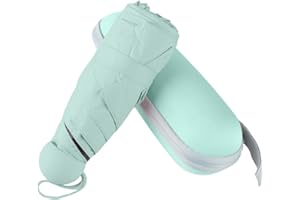 BAODINI Mini parapluie de voyage pour sac à main avec étui, petit parapluie compact, protection UV, petit parapluie de poche léger pour femmes, filles, enfants…