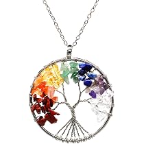 Collana Ammonite 7 Chakra DESHOME – Cristalli Curativi Citrino E Ametista, Gioiello Uomo/Donna