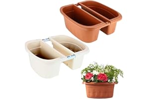 ‎GARPET GarPet Blumenkasten Balkongeländer Beidseitig Balkon Blumenkasten Doppelseitig Balkonkasten mit Halterung Geländerkasten mit Wasserspeicher (Weiß, 40 cm)