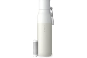 LARQ Bottle Filtered - Insulated Stainless Steel Water Bottle BPA Free with Nano Zero technology and long-lasting filters, Granite White, 25oz