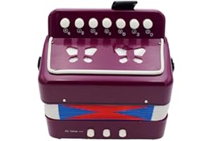 FunnyGoo Oostifun Button Accordion Toy Keyboard Instruments with 7 Treble Keys, 3 Air Valves, Hand Strap, Early Learning Eduction Instrument Music Toy for Begginers (Purple)
