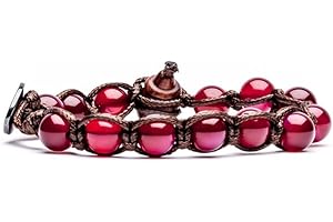 Bracciale originale tibetano Tamashii realizzato con pietre naturali AGATA ROSSA