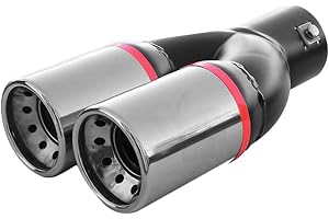 CARJOY Auspuff Blende Endrohr Doppel Dual Auspuffanlage Doppelrohr Endrohrblende Sportauspuff Schalldampf Sport Edelstahl Universell Chrom Auto