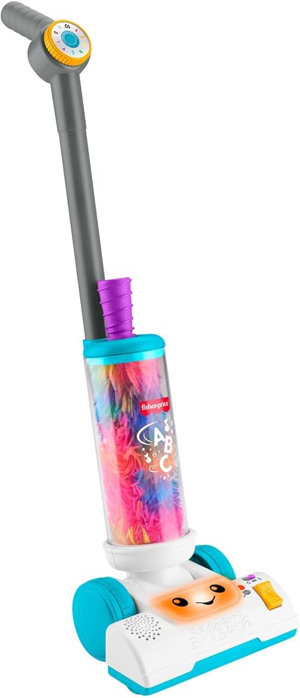 Birden fazla dil desteği ile 2 yaş ve üzeri çocuklar için canlandırma oyunlarına ilham veren ışıklı, müzikli ve toz fırçalı Fisher-Price Eğlen ve Öğren 2'si 1 Arada Süpürge, JMM35