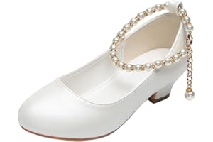 EDOSIR Zapatos de Vestir Niñas Brillo Brillando Sandalias de Fiesta Niños Tacones Bajos Zapatos de Princesa Bowknot Zapatos Mary Jane Pequeñas Zapatos de Baile Ceremonia