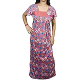 Indiatrendzs Women Hosiery Cotton Maxi Nighty Floral Printed Nightwear Nightgown 40" (PEACH)