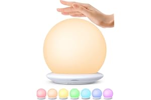 KOOFIT Luz Nocturna Infantil, Luz Quitamiedos Infantil Recargable con Control Táctil, Temporizador, 8 RGB Colores Lámpara Bebe Noche para Niños, Dormitorio, Guardería, Regulable Luces Presença Bebe