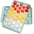 STL Round Ice Cube Tray 33 Grid Mini Circle Making Sphere Ball Mold for Freezer Chilling Cocktail Whiskey Reusable Flexible Trays - Pack of 2