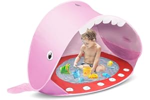 Opret Tienda Playa Bebe, Pop-up Tiendas de Campaña con Piscina para Niños Carpa Plegable Portátil Anti UV 50+ Protector Solar, Rosa