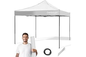 DARDARUGA Gazebo Pieghevole da Giardino 3x3m, Impermeabile, Resistente ai Raggi UV, Chiusura a Fisarmonica, Tessuto Oxford Premium, Altezza regolabile 3 livelli, Picchetti + Sacca + Corde Incluse, Colore Bianco