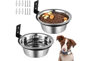 SEIWEI Gamelle pour chien en acier inoxydable avec support pliable, gamelles surélevées à fixation murale pour nourriture et eau, gamelles surélevées pour chien, chat, cochon d'Inde [lot de 2,