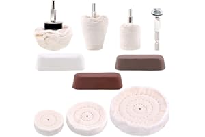 Keadic 10 Pcs Professional Polissage Roues de Polissage Avec 3 Couleurs Kit de Composés de Polissage, Composés de Polissage,Poignée de 6.35 Mm, Pour Collecteur, Acier Inoxydable, Chrom