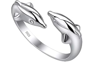 Happyyami Happyami Bague ouverte réglable pour femme fille Motif dauphins é