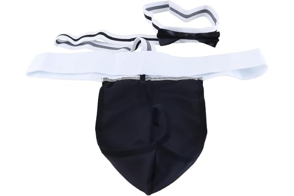 Durlo Herr Sexig Servitör Cosplay Bodysuit Suspender Thong Leotard med Knytband för Halloween Karnevalsfest