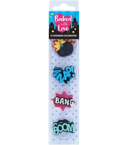 Pre-Cut Superhero Callout Speech Bubble Cake Toppers – Edible, Pack Of 36 | Comic Book Hero Theme