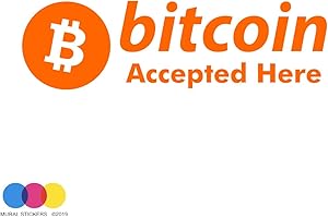 MURAL STICKERS Adesivo Sticker Bitcoin - PAGAMENTI CRIPTOVALUTE - VETRINE - FINESTRE - VETRATE- Negozi - PARETI - Pannelli - CRIPTO ATTIVITA' Commerciali - Vinile di Alta QUALITA' Arancione 1 PZ 31 X 10 CM