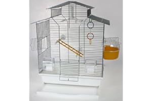 INTERZOO Vogelkäfig,Wellensittichkäfig,Exotenkäfig,60 cm Vogelkäfig Vogelbauer Wellensittich Kanarien Voliere Vogelhaus Käfig IZA 2 II weiß