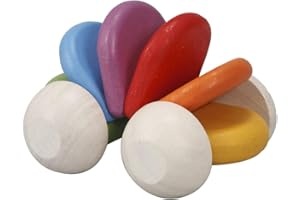 PlanToys Baby Auto - Holzspielzeug Baby - Nachhaltiges Holzspielzeug - Babyspielzeug ab 6 Monate - Buntes Motorikspielzeug für Kinder aus Holz