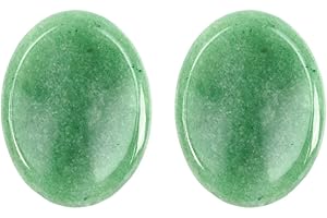 GEMMYDREAM 2 Pcs Green Aventurine Healing Crystal Worry Stone, Polished Thumb Stone for Anxiety Stress Relief, Natural Gemstone Oval Stone for Meditation and Energy Balance