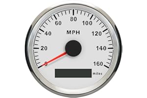 ‎ELING ELING Wodoodporny prędkościomierz GPS MPH Speedo 160 MPH do samochodu motocykla łodzi z podświetleniem 3-3/8 cala 9-32 V