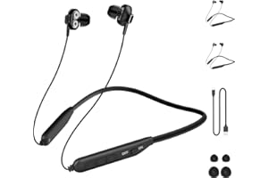 MAS CARNEY [2 Pares] BI2 Auriculares Bluetooth en la Oreja, Controladores duales Auriculares inalámbricos con Banda para el Cuello con micrófono para Correr, Entrenar y Hacer Gimnasia (BI2*2)