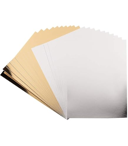 Netuno 10x cartoncino lucido a specchio argento formato A4 21 x 29,7 cm 225g Mirror Silver carta lucida metallizzata effetto specchio per lavoretti etichette Biglietti Inviti scrapbooking
