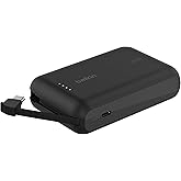 Belkin BoostCharge batería Externa de 10 000 mAh, Power Bank portátil con Cable Integrado PD (20 W), Carga rápida por USB-C P
