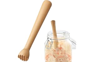 Taasmoog Fermentier-Stampfer, Hölzerner traditioneller Kartoffel-Stampfer, Robuster Handstampfer ideal für Kimchi, Sauerkraut und Gärgut aus Buchenholz, Braun