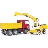 Bruder - Man Damperli Kamyon Ve Liebherr Ekskavat&ouml;r &Ouml;l&ccedil;ekli Model | Liebherr Kep&ccedil;e Ekskavat&ouml;r, İnşaat Ara&ccedil;ları, Kamyon, Kamyo