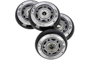 NILS EXTREME Nils - Ruedas para patines en línea (poliuretano, 64 mm, 82A, 4 unidades, rodamientos ABEC9, 8 unidades), color negro