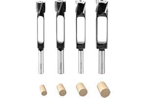 YWNYT Tiefer Zapfenbohrer für Tischlerarbeiten, 8mm 10mm 12mm 15mm 20mm 25mm 30mm 35mm 40mm Holzdübellochschneider Zapfenschneider Zapfenbohrer Korkbohrer, Tiefer Dübelschneider (8/10/12/15 mm)