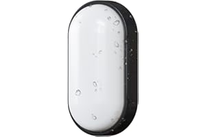 ANWIO 14W Outside Black Led Oval Bulkhead Light,Ip54 Waterproofled Porch Sconce Lighting, Outdoor LED Wall Light,Ceiling Light,980LM,4000K Natural White Bathroom Ceiling Light,220-240V(1 Pack)