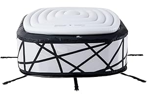 MSPAUK MSpa Inflatable Hot Tub Luxury Soho Premium Series Bubble Portable 6 Person Square Spa, 930 Litres Garden Outdoor - Abstract Design with Leather Trim