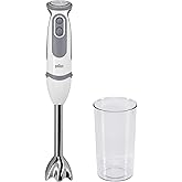 Braun MQ 5200WH - MultiQuick 5 Vario el blenderi paslanmaz &ccedil;elik karıştırma ayağı, 1000 Watt, 600 ml karıştırma ve &ouml;l&ccedil;&uuml;m kabı