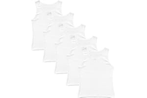 BELVIAN Girls Pack of 5 Vests 100% Soft Cotton Underwear White Pastel Age 2-12