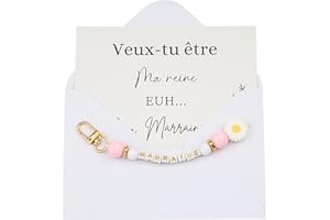 GEVECORI Cadeau Marraine Demande Porte-Clés - Veux-tu être ma Marraine Cart, Porte-Clés Demande Marraine Unique pour Baptême, Communion & Anniversaire (Boîte Cadeau Émotion)