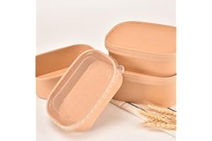 Arredo Chef Barquette Écologique en Carton Kraft pour Restauration à Emporter - Contenant Alimentaire Recyclable et Résistant lot de 50 pièces (Couvercle en PP, 1000 ML)